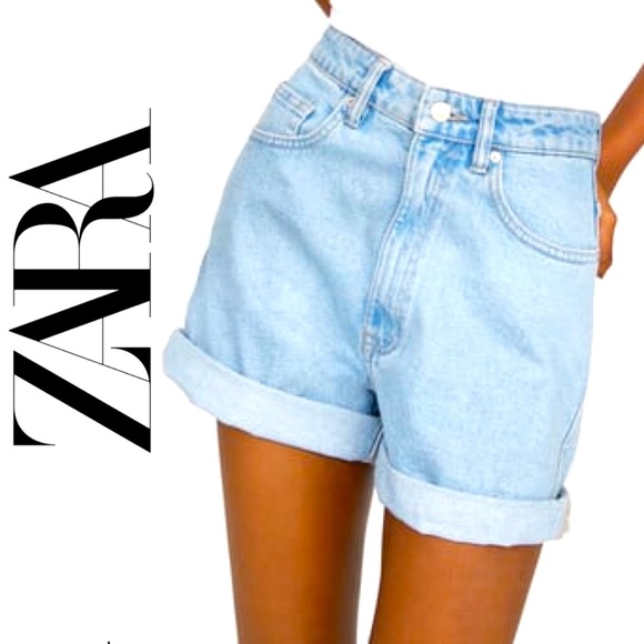 Zara Pants - ZARA join life high waisted rolled mom shorts 00